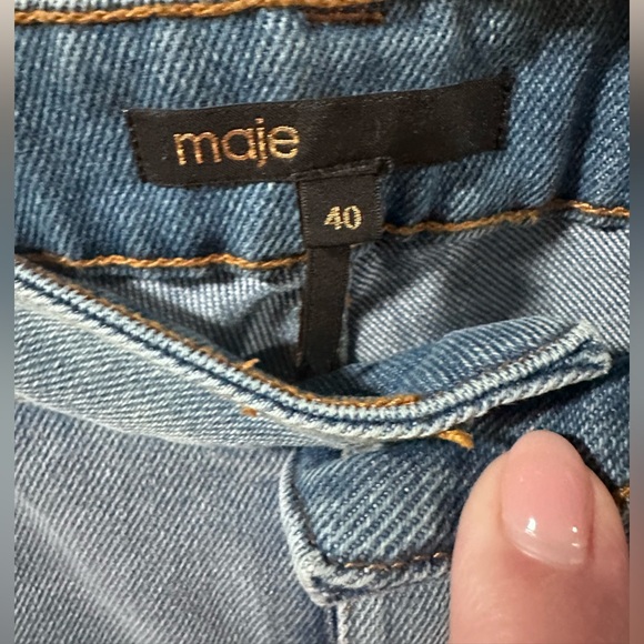 Maje Light Wash Straight Crop Raw Hem Jeans - Picture 3 of 3